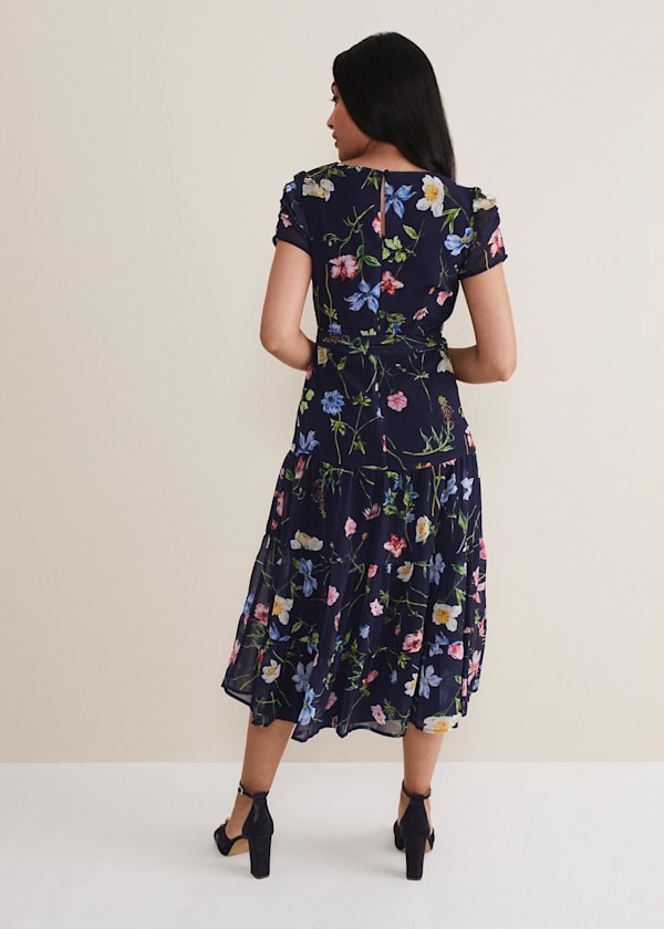 Petite Lola Floral Tiered Midi Dress