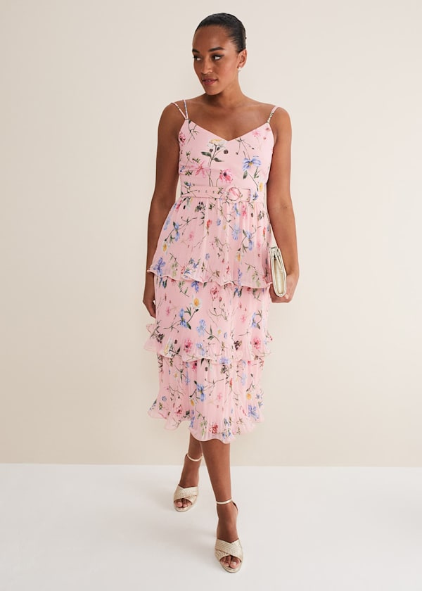 River Floral Tiered Midi Dress