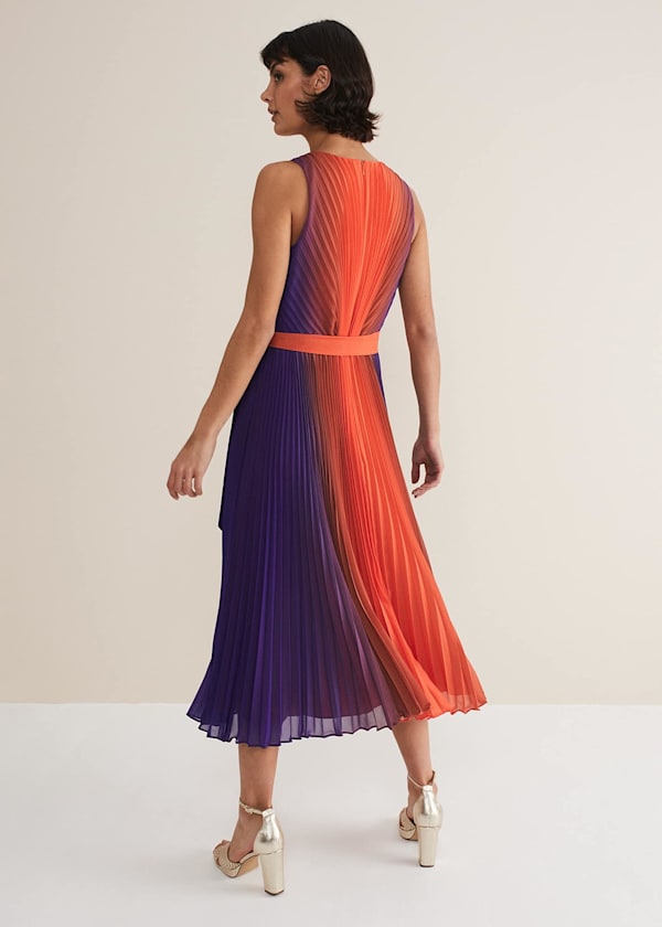 Simara Ombre Pleated Midi Dress