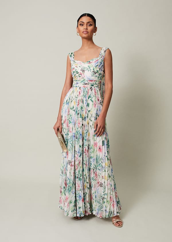 Gretal Floral Pleated Maxi Dress