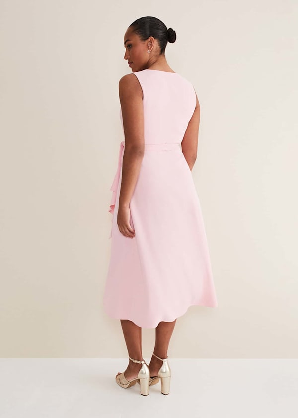 Julissa Sleeveless Ruffle Wrap Midi Dress