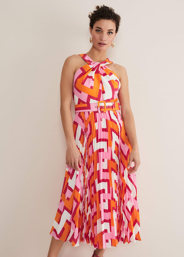 Yas Abstract Halterneck Midi Dress