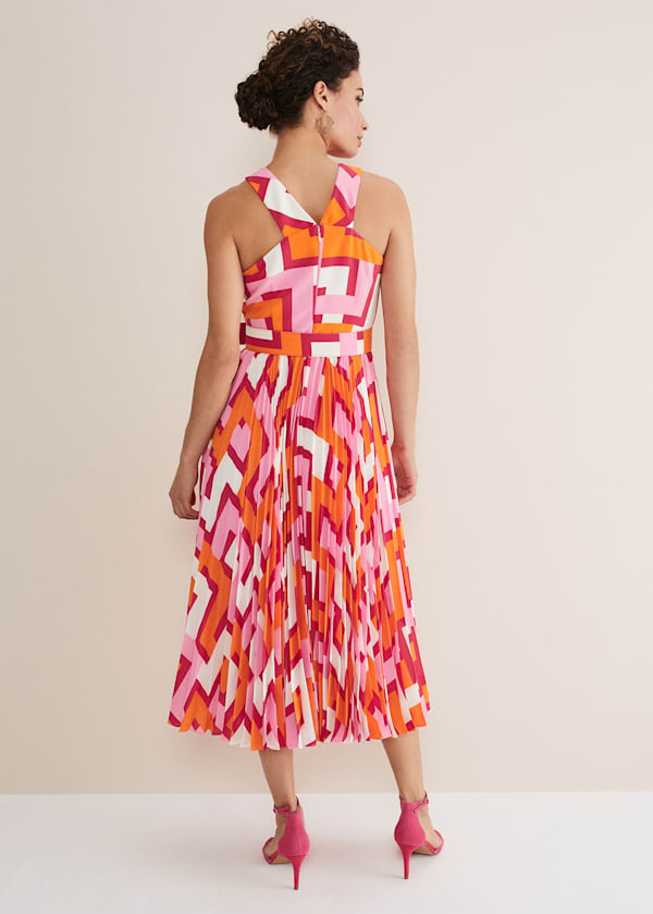 Yas Abstract Halterneck Midi Dress