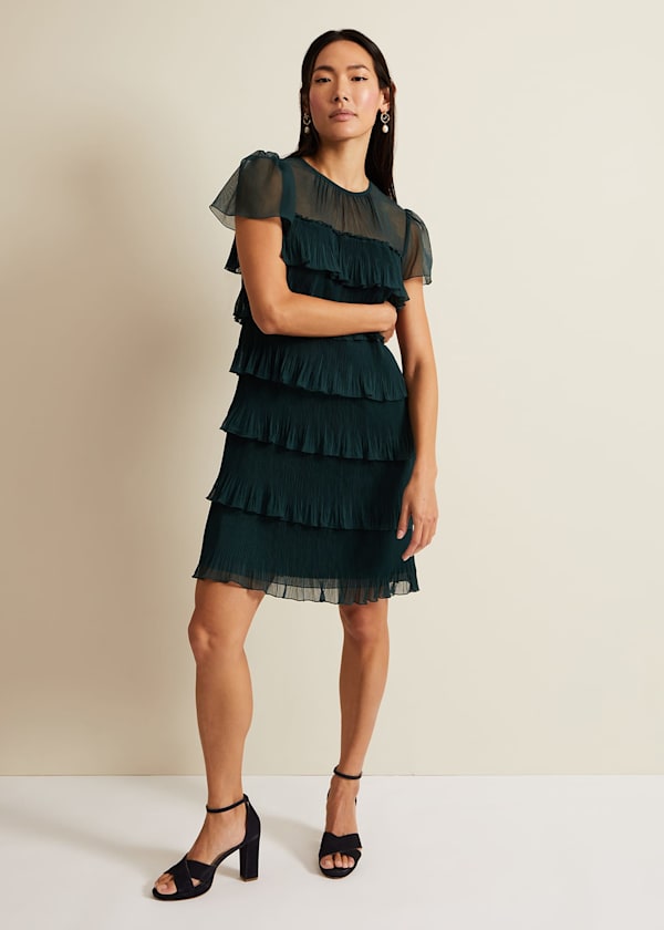 Mimi Dark Green Frill Mini Dress