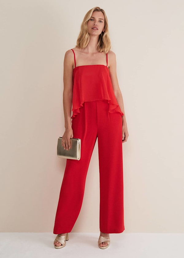 Anna Red Wide Leg Jumpsuit