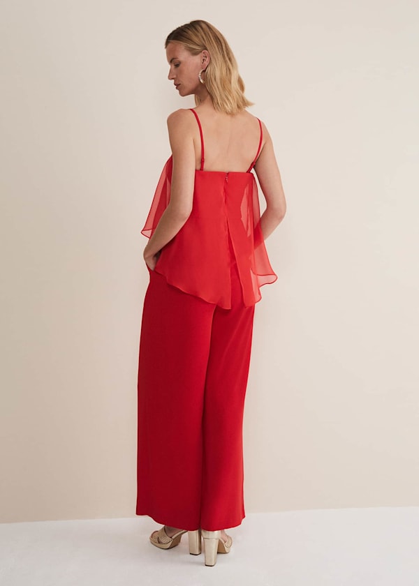 Anna Red Wide Leg Jumpsuit