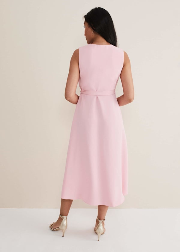 Petite Julissa Sleeveless Ruffle Wrap Midi Dress