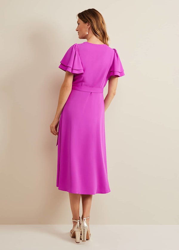 Gian Magenta Wrap Midi Dress