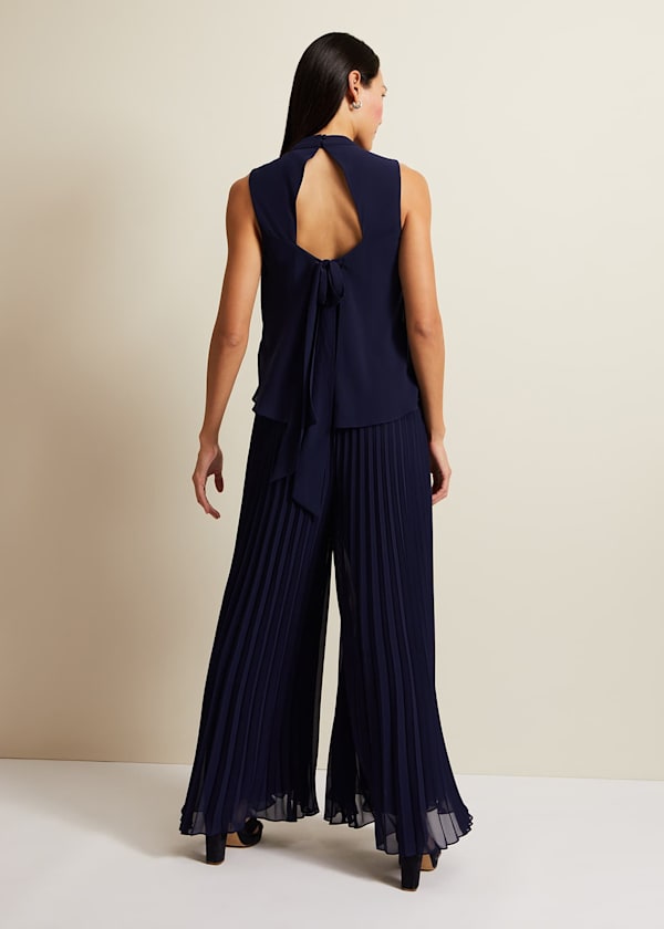 Eden Navy Pleated Jumpsuit