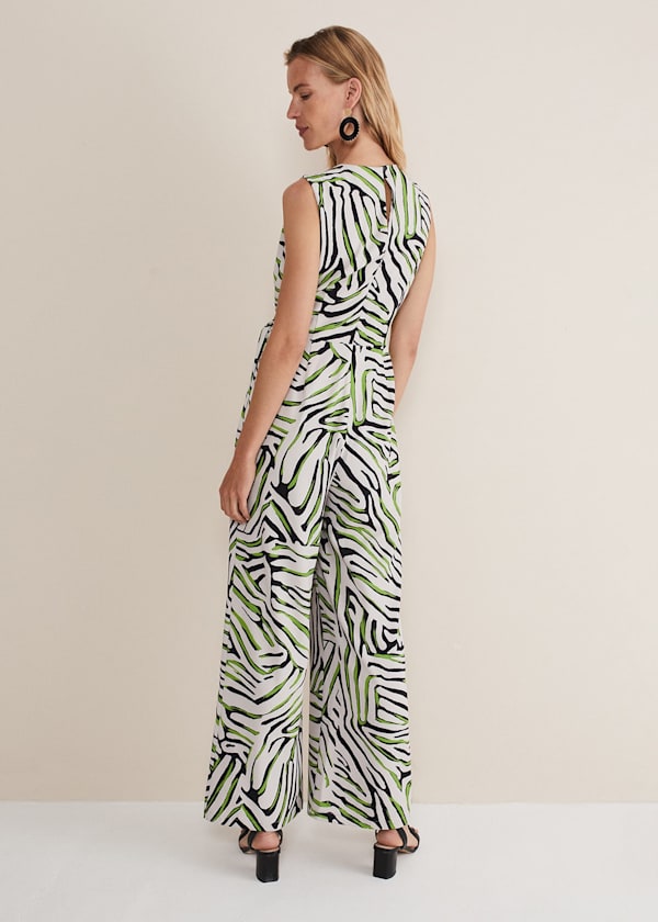 Tamsin Zebra Print Wide Leg Jumpsuit