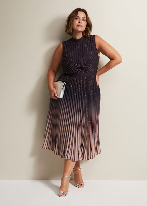 Estella Dark Purple Ombre Midaxi Dress