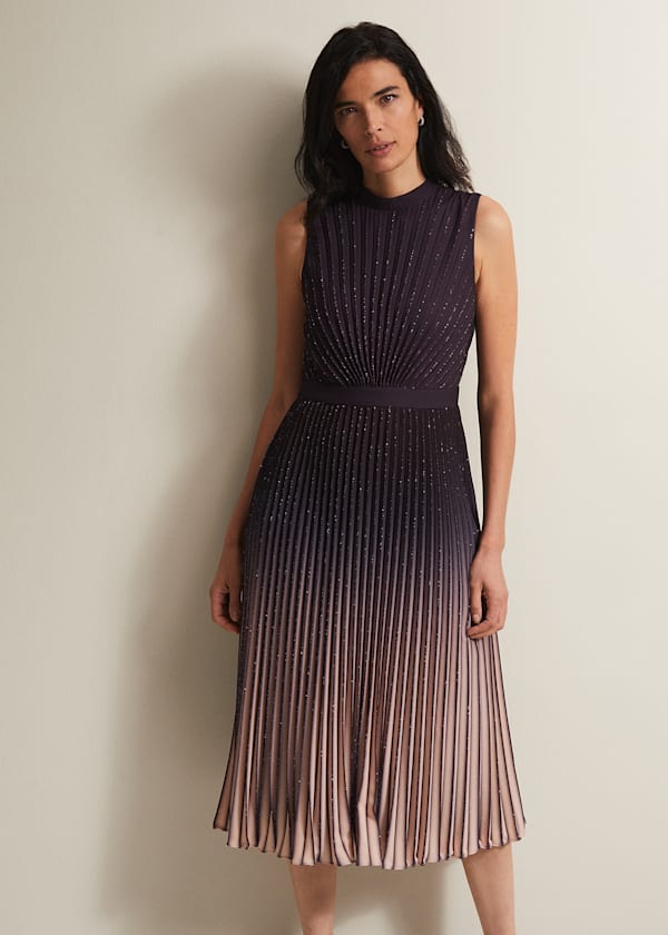 Estella Dark Purple Ombre Midaxi Dress