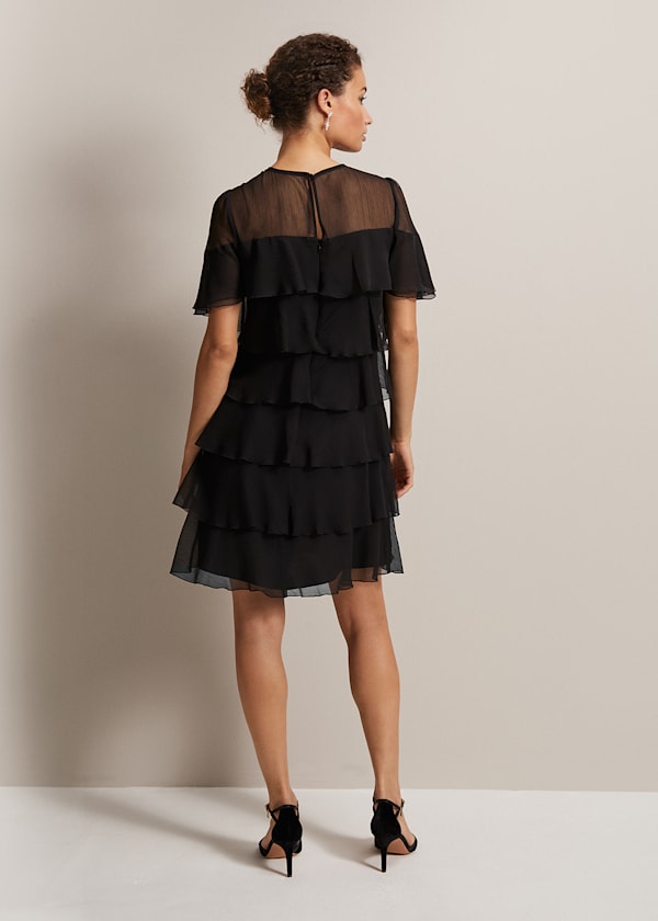 Nika Black Tiered Shift Dress