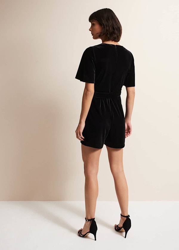 Holly Black Velvet Playsuit