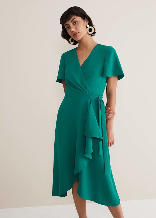 Julissa Ruffle Wrap Midi Dress