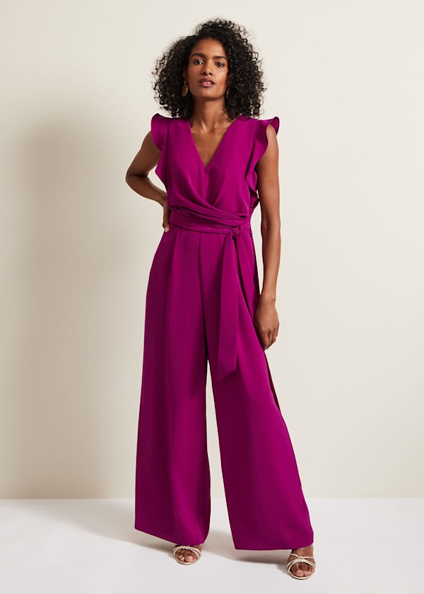 Ayla Magenta Ruffle Wrap Jumpsuit