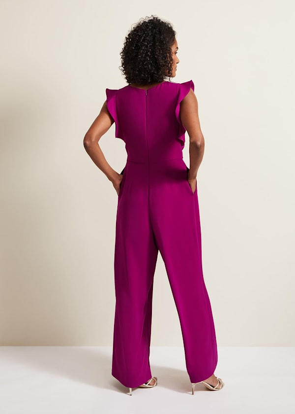 Ayla Magenta Ruffle Wrap Jumpsuit