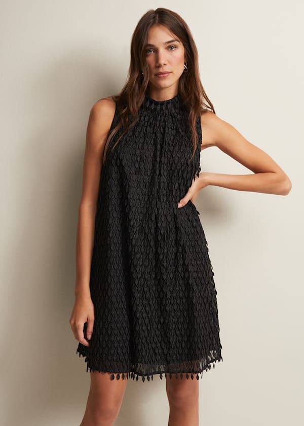 Zafia Black Shift Mini Dress