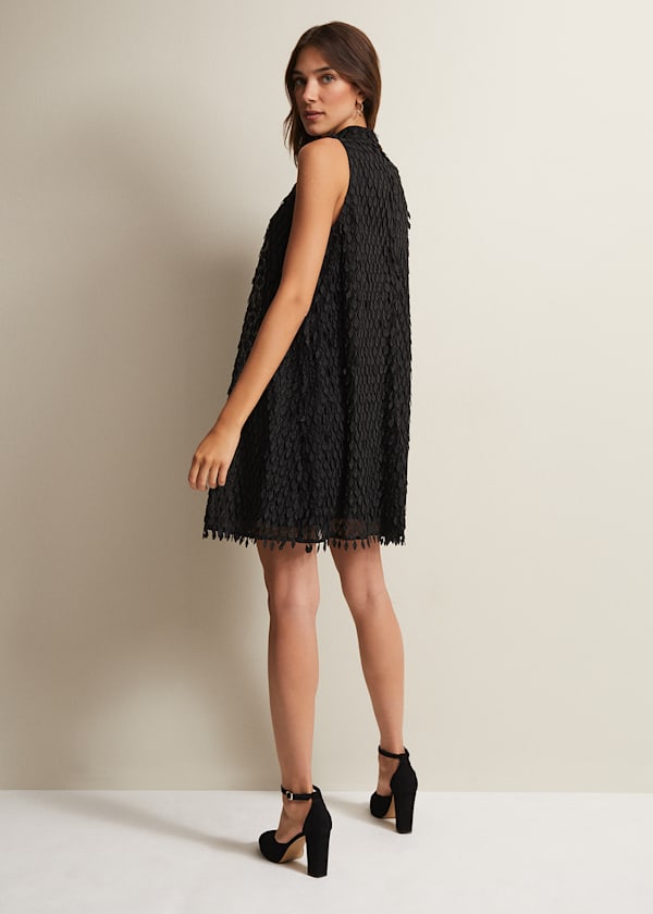 Zafia Black Shift Mini Dress