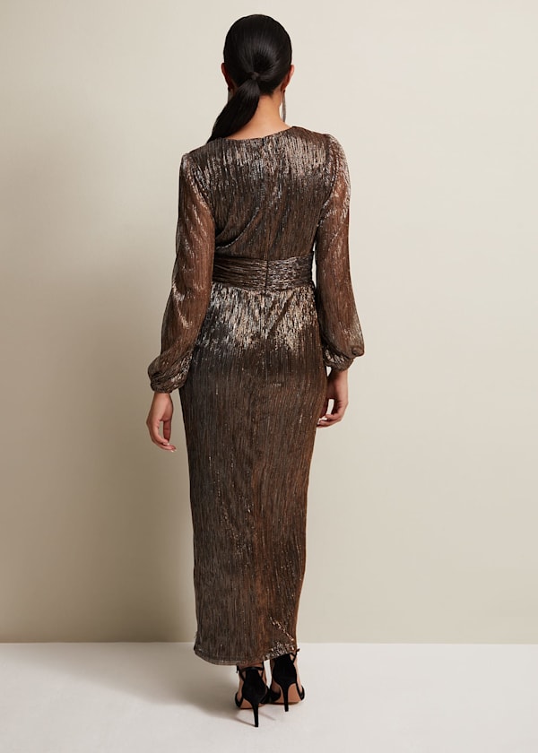 Petite Brielle Bronze Shimmer Maxi Dress