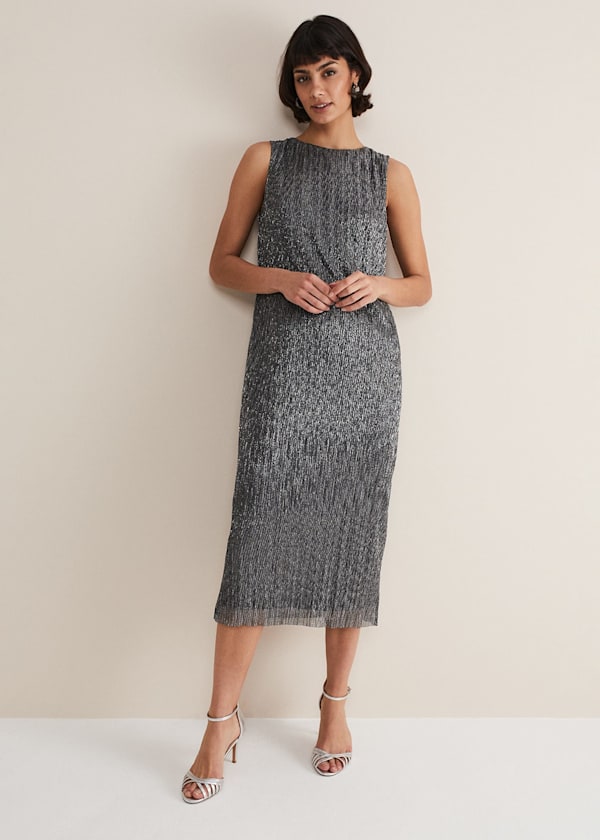 Alix Embellished Sleeveless Midi Dress