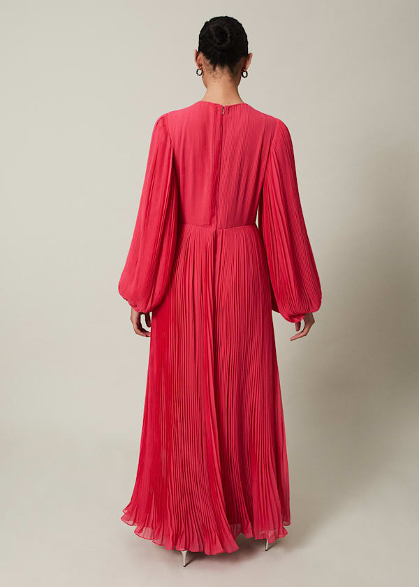 Lillian Pleated Wrap Maxi Dress
