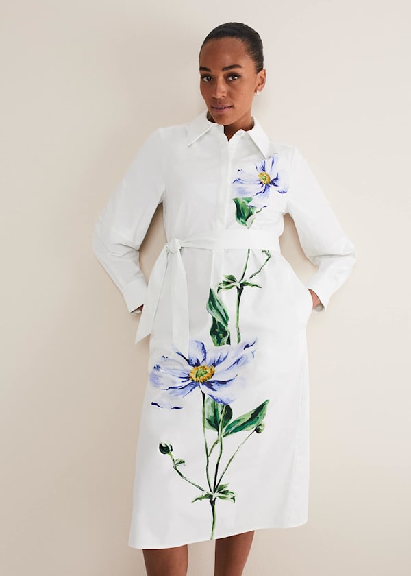 Nina Cotton Longline Shirt Midi Dress