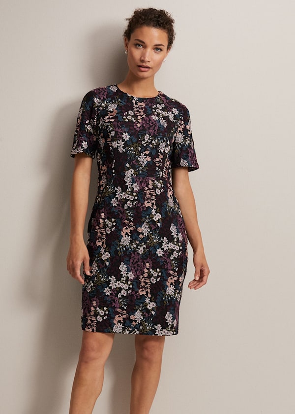 Keshia Floral Embroidered Mini Dress