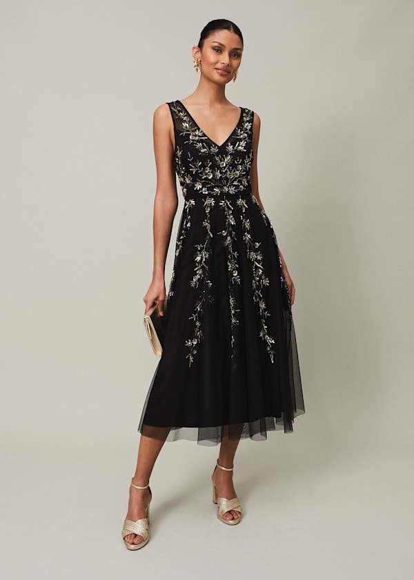 Marissa Floral Embellished Midi Dress