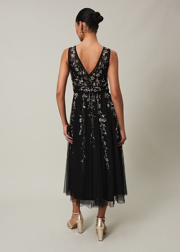 Marissa Floral Embellished Midi Dress