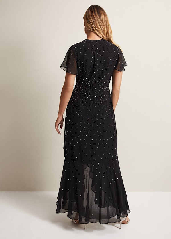 Melody Sequin Feather Maxi Dress