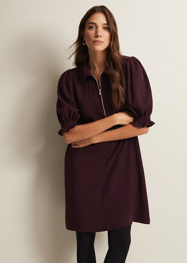 Candice Burgundy Zip Mini Dress