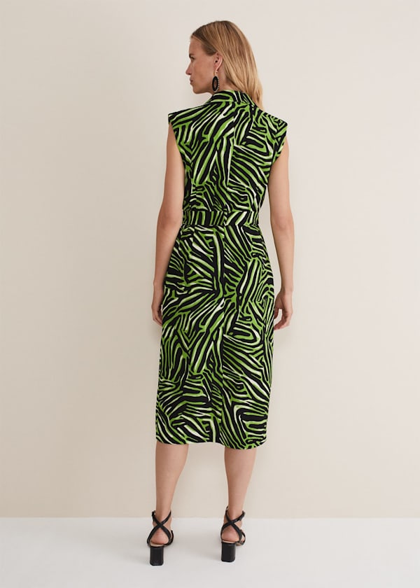 Trinny Zebra Print Trench Midi Dress