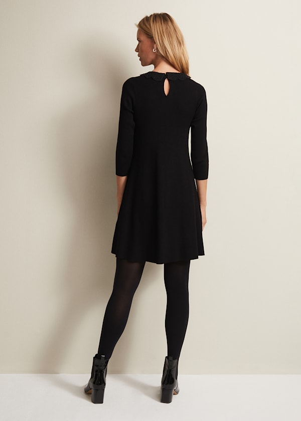 Evelyn Black Ribbed Mini Dress