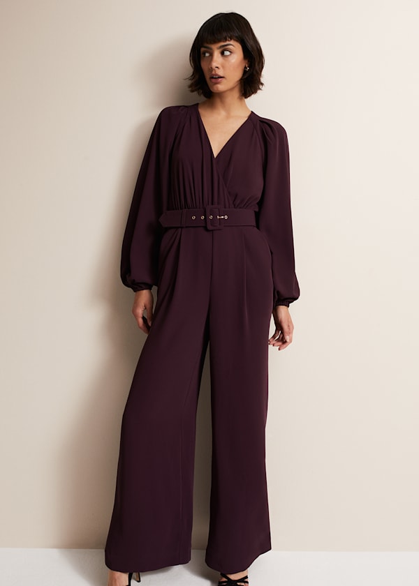 Angelina Burgundy Wide Leg Jumpsuit