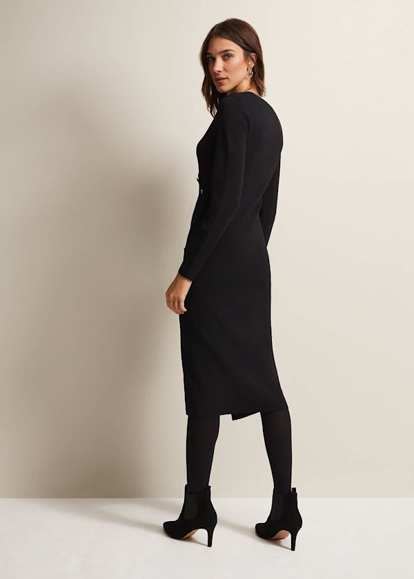 Kellia Black Knitted Midi Dress