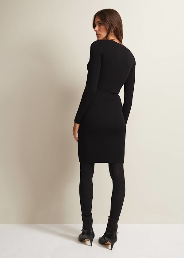Kinza Black Knitted Mini Dress