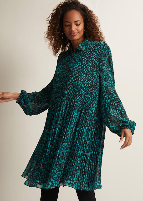 Ella Ditsy Pleated Mini Dress