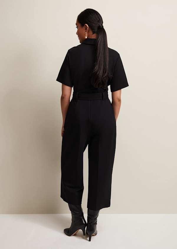 Petite Polly Black Zip Jumpsuit