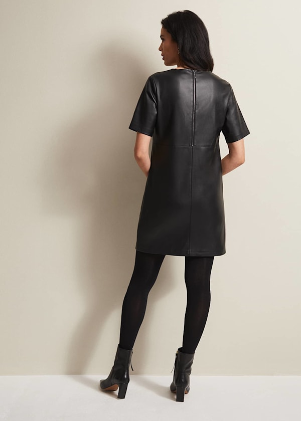 Hilde Faux Leather Shift Mini Dress