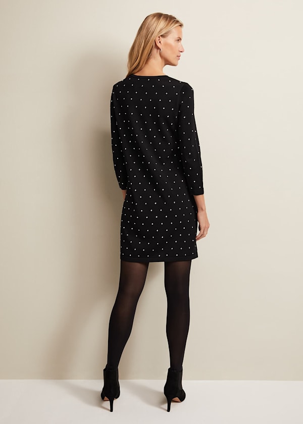 Catriona Stud Shift Knitted Mini Dress