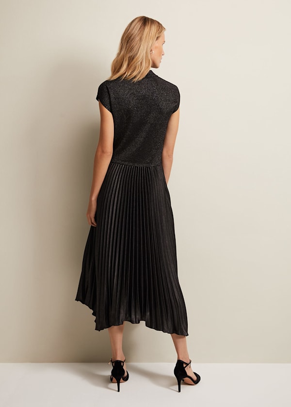 Selena Foil Pleated Midi Dress