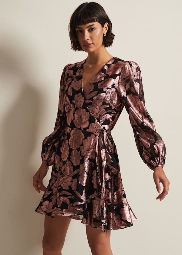 Juniper Foil Jacquard Wrap Dress