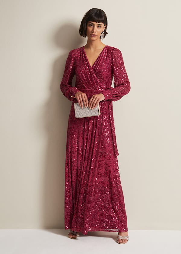 Amily Pink Sequin Maxi Dress