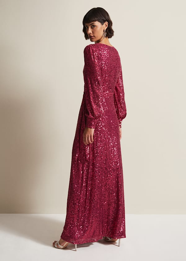 Amily Pink Sequin Maxi Dress