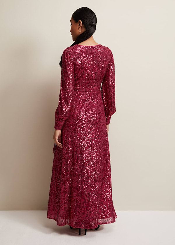 Petite Amily Pink Sequin Maxi Dress