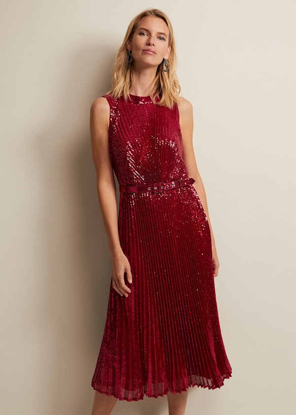 Simara Pink Sequin Midi Dress