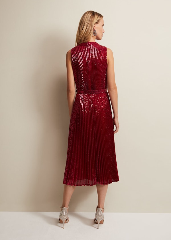 Simara Pink Sequin Midi Dress