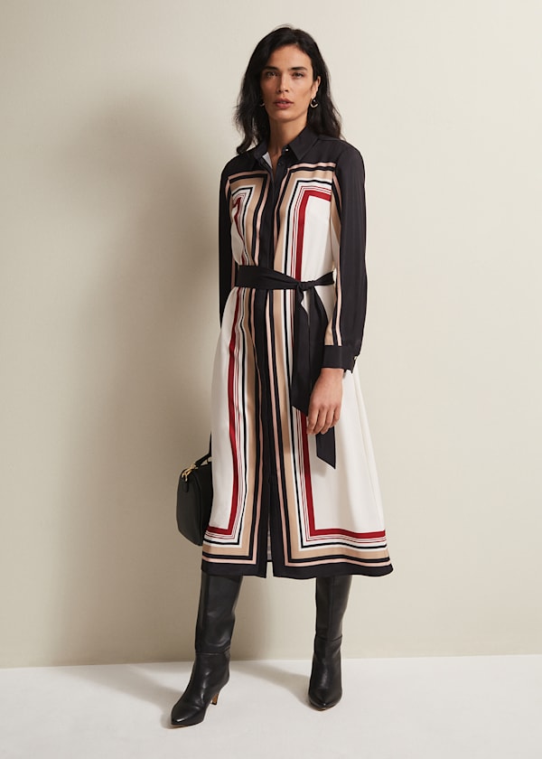 Geri Striped Shirt Midi Dress