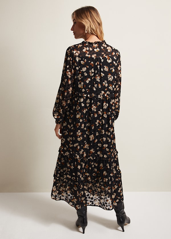 Karsyn Leopard Spot Textured Midi Dress